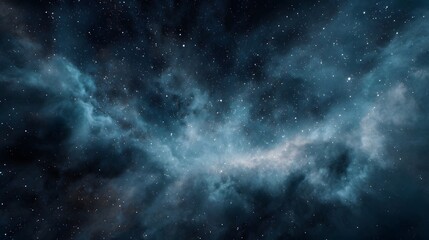 Fototapeta premium Vast cosmic nebula with glowing gas clouds and a dense field of stars in deep space