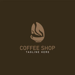 Coffee Shop logo minimalist and simple hipster with cup outline vintage style