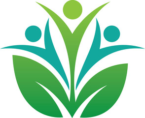 Human Leaf Growth Logo Vector Nature Care Design Template