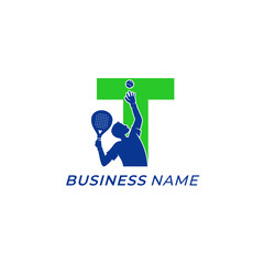 design logo creative letter T and padel sport