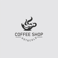 Coffee Shop logo line art illustration design template