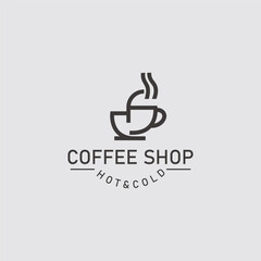 Coffee Shop logo line art illustration design template