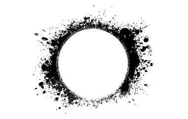 Black Ink Circle Splatter Grunge Abstract Background