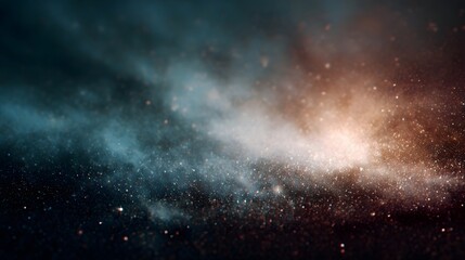 Obraz premium Abstract cosmic nebula with swirling dust particles and glowing light