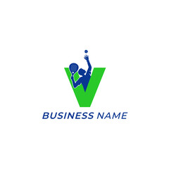 design logo creative letter V and padel sport