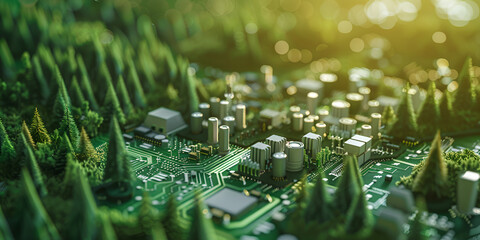 Green Eco-Friendly Electronic Components, Sustainable Technology Innovation, Eco Tech Circuit Design