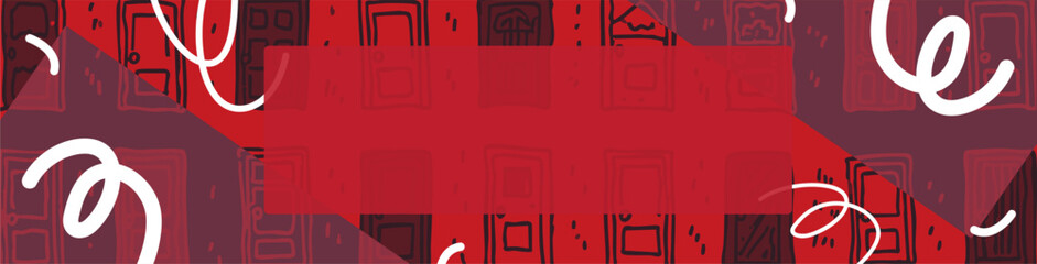 banner red door doodle background