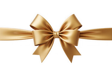 Gold ribbon with bow on transparent background PNG Generative AI