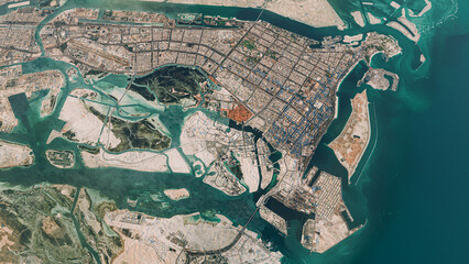 Abu Dhabi, UAE 3D Satellite Map of Coastal Peninsula