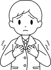 긴장 남학생 흑백