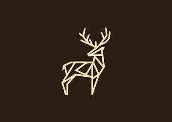 A graceful deer logo in elegant line art style, symbolizing nature, balance, and gentleness, created with smooth flowing curves in a clean minimalist vector concept