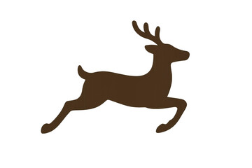 Fototapeta premium Brown reindeer silhouette leaping, symbolizing christmas spirit and festive celebrations, transparent background clip art graphic design