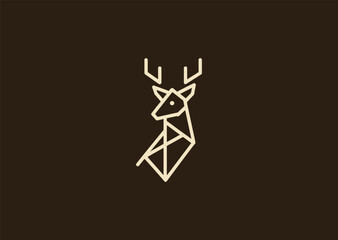 Obraz premium A graceful deer logo in elegant line art style, symbolizing nature, balance, and gentleness, created with smooth flowing curves in a clean minimalist vector concept