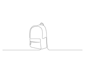 One continuous line drawing of ransel backpack. single line drawing of school backpack. back to school education concept. editable outline