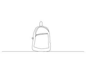 One continuous line drawing of ransel backpack. single line drawing of school backpack. back to school education concept. editable outline