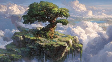 Fototapeta premium Floating island landscape painting