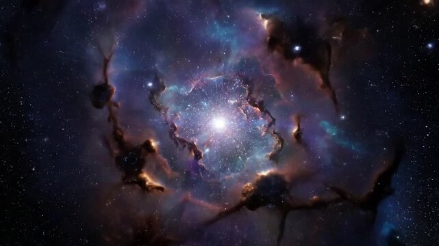 Chromatic Particle Dispersion: A mesmerizing slow motion explosion of iridescent particles, scattering in a weightless environment, revealing intricate patterns of light and color.