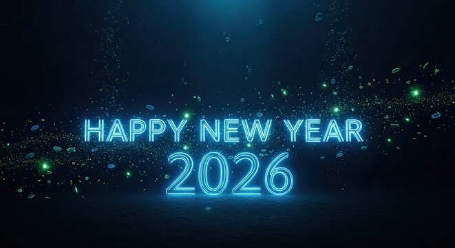 Happy New Year 2026 Celebration Glowing Text Effect