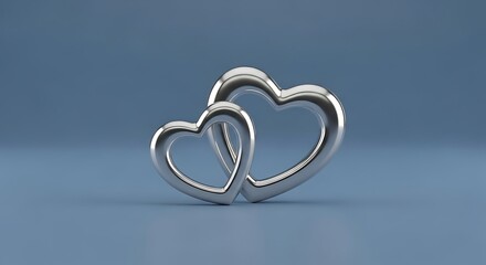 Two interlocked hearts made of metal