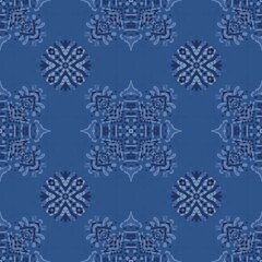 Ikat Blue Ethnic Seamless Pattern - Oriental Blue traditional Ikat Seamless Pattern - Seamless Pattern - Beautiful Blue Tile ikat repeat - Scalable