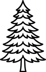 Simple black outline of a snow covered pine tree evergreen 1