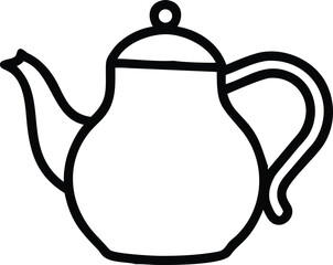 Black line drawing of a teapot on background minimal