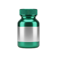 Illustration of a green medicine bottle isolated on transparent background, ideal for health themes