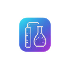 Laboratory glassware icon on blue square isolated on transparent background, 3d rendering