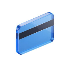 Illustration of a blue credit card isolated on transparent background, perfect for your design