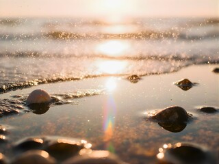 Shell and Pebbles at Sunset Beach
