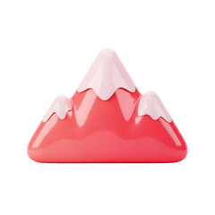 Pink mountain icon with snow isolated on transparent background