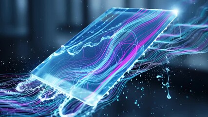 Futuristic Smartphone: Data Flow Visualization, Technology, Digital Innovation. - Powered by Adobe