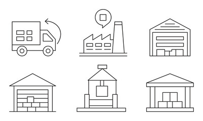 Supply Chain Icon Set. Logistics, Warehouse, Delivery, Manufacturing Symbol Vector Pack