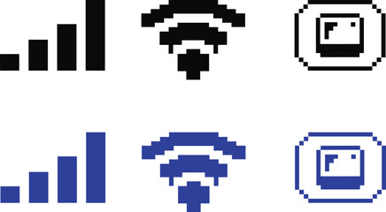 Fototapeta premium Wireless Network Signal Strength Icons Set Pixelated Communication Technology