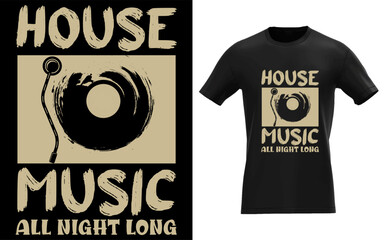 Vibrant house music all night long graphic with bold typography and energetic colors