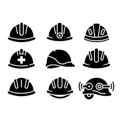 Set of Safety Helmet Icons – Industrial and Construction Protection Equipment Vector Pack