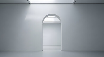 Minimalist Interior Rendering with Archway and Natural Light, Clean Architecture