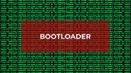 Bootloader system software code digital technology startup for depicting low-level computer operations, system initialization, and programming concept
