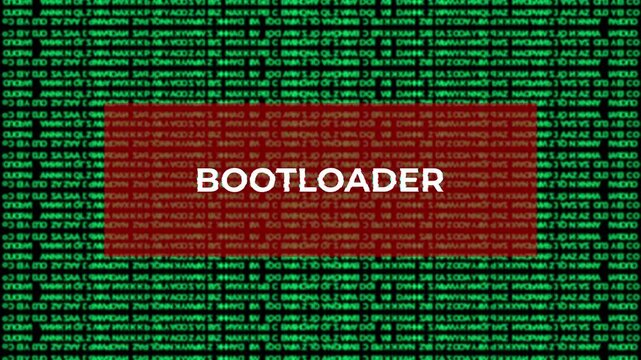 Bootloader system software code digital technology startup for depicting low-level computer operations, system initialization, and programming concept