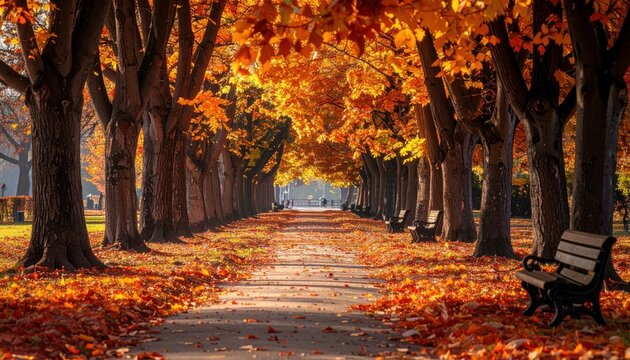 Autumn park path. (1) - Powered by Adobe