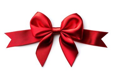 Fototapeta premium Decorative red bow isolated on transparent background 