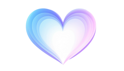 Luminous heart with graded blue to violet tones radiating inward, creating a soft, vibrant glow