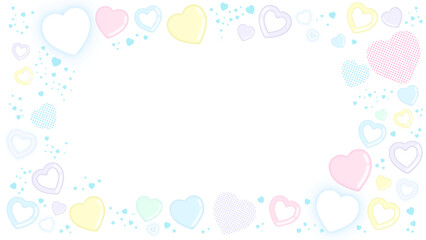 配信画面向け・ぷにぷにしたハートのパステルカラーフレーム（透過素材）