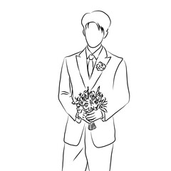 Obraz premium Wedding Bouquet Line Illustration 