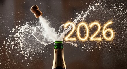 Champagne Celebration for the Arrival of 2026 Festive New Year