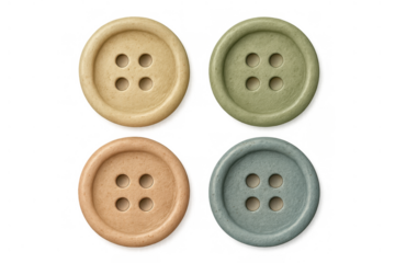 Colorful sewing buttons collection featuring natural crafted look, set on transparent background for clothing and craft