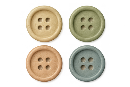 Colorful sewing buttons collection featuring natural crafted look, set on transparent background for clothing and craft