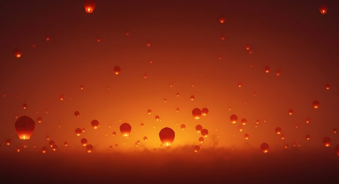 Chinese New year, Magical Sky Lanterns Released at Dusk A Beautiful Display of Tra