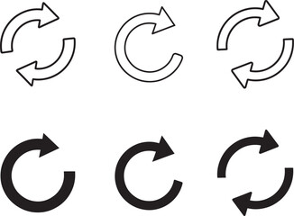 Collection of circular arrow icons representing refresh reload repeat and recycle concepts