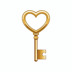 A golden antique key with a heart-shaped bow, symbolizing love and access.